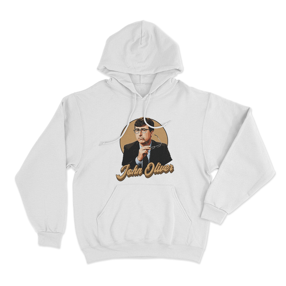 John Oliver Portrait Unisex Hoodie White John Oliver Portrait Unisex Hoodie White