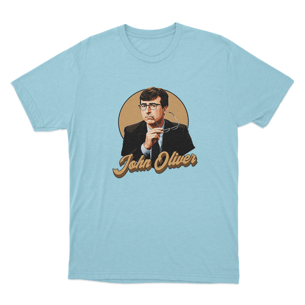 John Oliver Portrait Unisex T Shirt Sky Blue John Oliver Portrait Unisex T Shirt Sky Blue