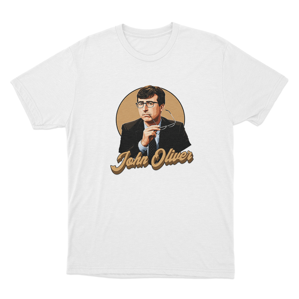 John Oliver Portrait Unisex T Shirt White John Oliver Portrait Unisex T Shirt White